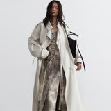 Minimalist Lime White Long Trench Coat