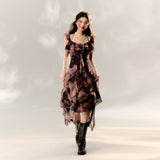 Butterfly Dance Ruffled Slip Dress