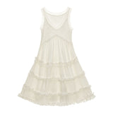 Lace skirt medium and long fairy skirt white dress