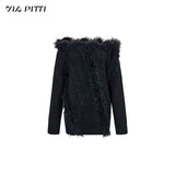 Off-shoulder design with wool knit sweater top