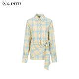 レースボウシャツミディドレス