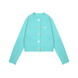 オリジナルのスイートケーブル刺繍のカラフルボタンショートセーターカーディガンセットアップ