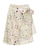 Floral Tie White Midi Skirt