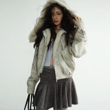 Retro Ballet PU Jacket with Fur Hood
