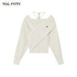 Off-shoulder design clavicle knit sweater wool tops