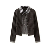 Fake Two-Piece Soft Collar Sweater – Gray/Milk