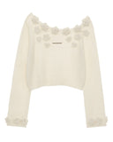 Rose flower shoulder-drop sweater