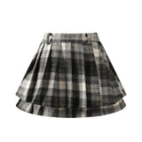 ブラック&ホワイトチェック柄ツーピース