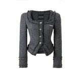 Gray Square Neck Cinched Two-Piece Set