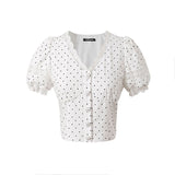 ドット柄レーストップス&アンブレラスカートセット