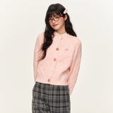 オリジナルのスイートケーブル刺繍のカラフルボタンショートセーターカーディガンセットアップ