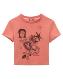 그래피티 프린트 라운드넥 반팔