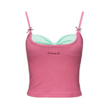 Fake two-piece camisole simple skirt and pants suit