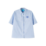 Striped Shirt & Pleated Gray Skirt Set