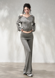 Women's cropped zip hoodie with delicate lace detailing and pockets