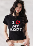 graphic baby tee, cropped t shirt women, letter print t shirt, korean fashion top, summer crop tee, black graphic tee women, white graphic tee women, slim fit t shirt, stylish casual top, cool girl outfit, summer street style top, modern casual tee