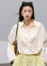 Pinched Waist Cropped Blouse