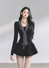 korean striped long sleeve top, contrast stripe knit blouse, korean preppy girl shirt, slim waist top women, korean autumn fashion 2025, korean casual long sleeve, two tone stripe blouse, seoul fashion streetwear top, korean hot girl outfit, trendy kfashion top, contrast stripe knitwear women, minimalist korean preppy top, cute casual stripe shirt, kstyle long sleeve top, korean girl clothing fashion