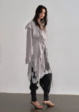 JNYLON asymmetric long shirt women, Korean stylish lace stripe blouse, modern Korean fashion long shirt, chic ruffle stripe layering piece, vintage inspired lace long blouse, trendy Korean street chic outfit, lightweight striped long shirt women, urban Korean fashion layering top, stylish oversized long blouse Korean style, lace applique long shirt women