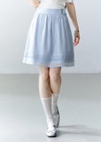 fragileheart skirt, blue white mini skirt, korean a line skirt, tencel mini skirt, feminine korean skirt, summer short skirt, soft girl skirt, korean campus skirt, white mini skirt, blue mini skirt, versatile summer skirt, korean fashion skirt