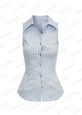 Layered Knit Top & Sleeveless Shirt Set
