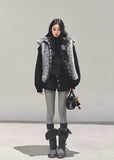 brown padded jacket women, faux two piece jacket, plaid layered coat, thickened winter jacket, american style cotton coat, fur trim autumn jacket, warm winter outerwear women, padded plaid jacket, korean vintage winter coat, fw25 fashion