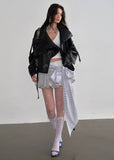 JNYLON faux leather jacket women, Korean stylish leather outerwear, stand collar PU jacket Korean fashion, edgy ruffle leather jacket women, modern Korean street chic jacket, oversized faux leather biker jacket women, trendy Korean fashion outerwear, playful structured leather jacket, chic Korean style faux leather coat, statement urban fashion jacket women