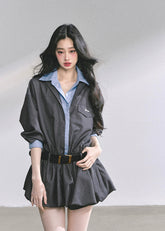 korean plaid dress, two piece set women, korean preppy outfit, hepburn style dress, autumn mini skirt set, belted plaid outfit women, seoul fashion 2025, korean chic preppy look, vintage school girl outfit, trendy korean clothing, blue check dress, elegant french plaid outfit, waist slimming short dress, korean matching set women, nom alm fashion