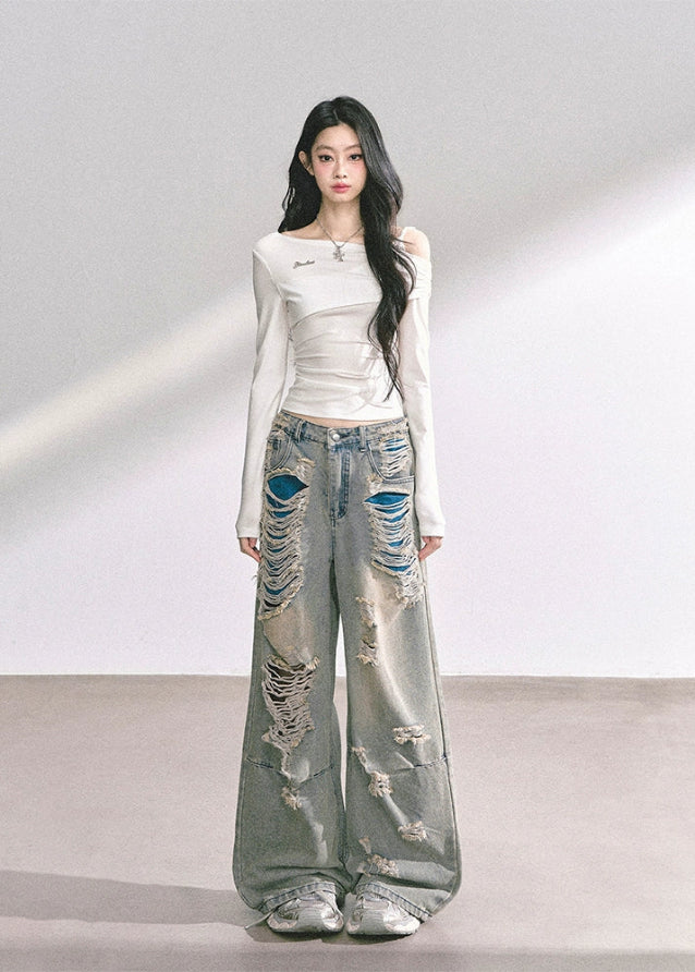 korean off shoulder long sleeve, korean hot girl top women, minimalist korean streetwear top, off shoulder drape knit top, korean fall fashion slim top, seoul style off shoulder shirt, korean aesthetic blouse women, korean sexy minimalist top, chic korean long sleeve shirt, korean modern street outfit, off shoulder hot girl korean fashion, korean autumn fitted top, french chic off shoulder design, korean straight shoulder long sleeve, kfashion minimalist fall top