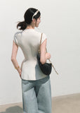 oakmoo top, white peplum top, waist cinching knit top, korean minimal fashion, white summer top, sleeveless knit top, lyocell acetate top, refined summer blouse, quiet luxury top, feminine knit top, elegant casual top, sculpted white top