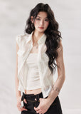 white layering top, tencel shirt women, camisole shirt set, summer two piece top, white short sleeve shirt women, korean fashion top, minimalist summer outfit, casual city outfit women, lightweight summer shirt, stylish layering set