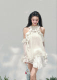 AOMALM sheer ruffle blouse, French romantic spring top, feminine off shoulder chiffon blouse, Korean elegant sheer shirt women, quiet luxury romantic outfit, Parisian inspired ruffle blouse, delicate fungus edge blouse women, romantic Korean French aesthetic clothing, lightweight spring sheer top, soft feminine translucent blouse, elegant airy chiffon shirt women, refined luxury womenswear blouse, romantic flowy spring fashion, delicate feminine long sleeve blouse, luxury Korean designer inspired top