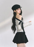 korean off shoulder ribbon top, korean hot girl long sleeve shirt, seoul street fashion top women, korean sexy slim fit long sleeve, off shoulder tie top women, korean modern chic top, korean autumn off shoulder blouse, kfashion minimalist street top, korean elegant bow top, seoul inspired off shoulder outfit, hot girl shoulder tie design, korean feminine streetwear, off shoulder stylish korean shirt, trendy long sleeve fall top, korean fashion black white slim top