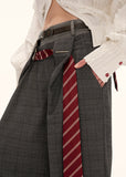 Double-Waist Plaid Trousers