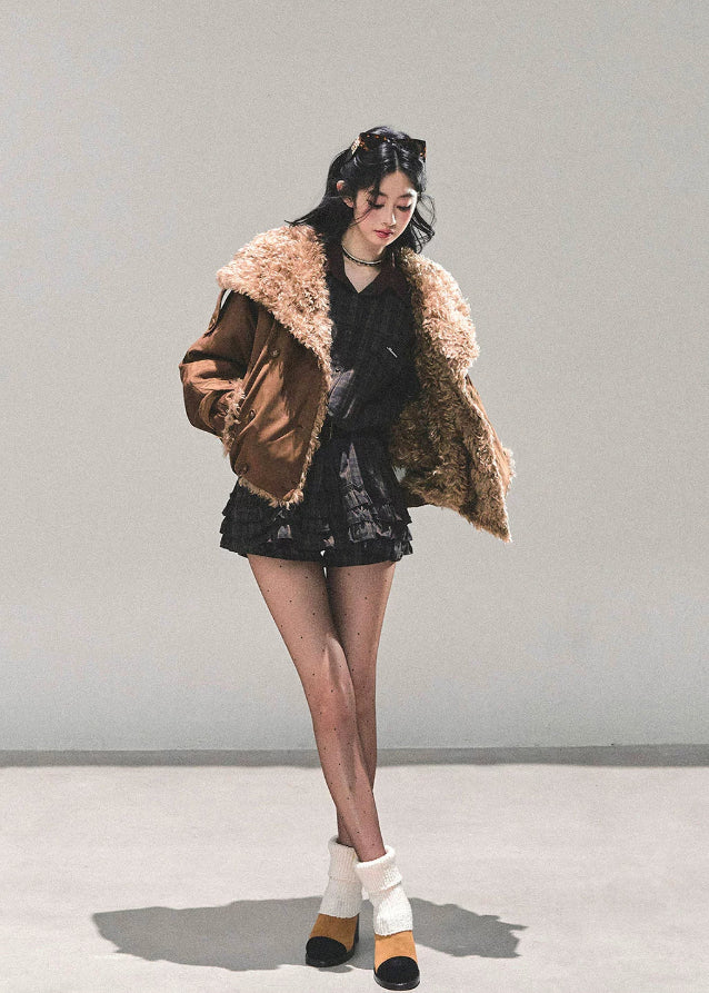 velvet winter jacket, korean fur jacket, lamb fur coat women, warm winter cotton jacket, thick cold proof coat, shearling velvet jacket, korean fashion outerwear, fw25 winter coat, fluffy winter jacket, womens warm jacket