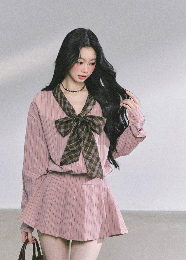 french stripe shirt dress, korean bow dress women, autumn long sleeve shirt dress, plaid bow korean dress, seoul fashion stripe dress, french slim fit dress women, hepburn stripe dress, korean office outfit women, fall korean fashion dress, soft academia dress outfit, preppy bow tie dress, korean street style shirt dress, elegant stripe mini dress, korean classy shirt dress, women’s fall fashion 2025