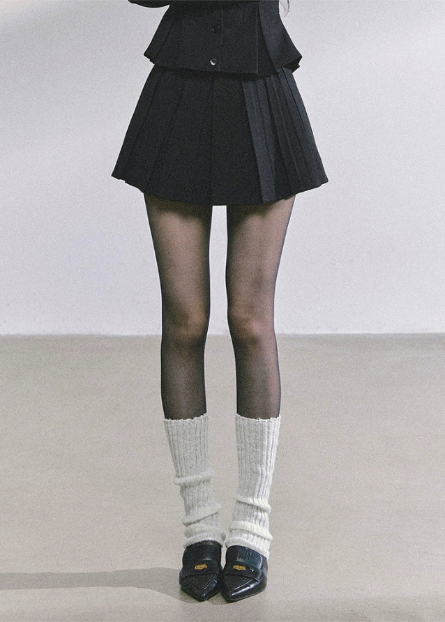 korean pleated skirt set women, korean suit skirt two piece, french style black skirt outfit, seoul chic tailored suit set, korean luxury blazer skirt set, korean elegant black suit outfit, hot girl pleated skirt fashion, modern korean business casual, korean preppy skirt set, french minimalist two piece women, seoul fashion autumn outfit, korean feminine formalwear, black two piece set women, kfashion black pleated skirt, elegant korean office outfit