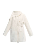 Fragileheart wool coat, scarf collar jacket, ivory belted coat, luxury Korean fashion, quiet luxury outerwear, pastel noir aesthetic, elegant winter coat, K-fashion 2025, soft feminine style, minimalist wool wrap, chic winter outfit, modern elegant outerwear, white long coat, sophisticated Korean womenswear