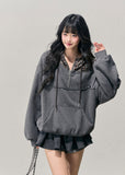AOMALM hoodie, Korean hoodie women, fake two piece hoodie, plaid hoodie women, oversized sweatshirt, winter hoodie women, Korean casual top, fleece hoodie women, layered hoodie style, soft feminine hoodie, half zip sweatshirt, grey hoodie outfit, winter casual wear women, Korean street fashion hoodie, cozy winter sweatshirt