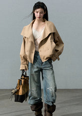 Burnt Flower Wide-Leg Jeans