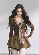 korean striped long sleeve top, contrast stripe knit blouse, korean preppy girl shirt, slim waist top women, korean autumn fashion 2025, korean casual long sleeve, two tone stripe blouse, seoul fashion streetwear top, korean hot girl outfit, trendy kfashion top, contrast stripe knitwear women, minimalist korean preppy top, cute casual stripe shirt, kstyle long sleeve top, korean girl clothing fashion