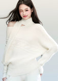 Fragileheart knit set, ivory scarf sweater, luxury Korean fashion, quiet luxury womenswear, bat sleeve knit top, pastel noir aesthetic, winter soft outfit, elegant white sweater set, K-fashion 2025, minimalist luxury knitwear, off-shoulder knit top, cozy feminine fashion, modern Korean outfit, refined winter style