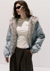 인조 모피 칼라 재킷 따뜻한 겨울 편집