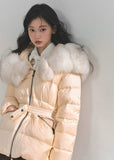 snow pontoon jacket, Korean winter down coat, AOMALM down jacket, imitation fur collar jacket, white duck down women, warm puffer coat winter, feminine winter jacket, Korean style puffer, fur trim down coat, ribbon waist puffer, winter fashion Korea, soft fur collar coat, stylish warm down jacket, lightweight duck down coat, women’s winter outerwear, A-line winter puffer, belted down jacket women, cozy winter coat Korean style, puff sleeves down jacket, luxury winter jacket women