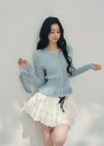 AOMALM pearl knit cardigan, French romantic cropped sweater, feminine spring knit top, Korean elegant cardigan women, pearl button knitwear, soft blush cropped cardigan, quiet luxury womens knit, ruffle hem spring sweater, romantic Korean French aesthetic clothing, delicate feminine knit top, waist defining cropped cardigan, lightweight spring knitwear women, refined pearl detail sweater, elegant pastel cardigan outfit, soft romantic womenswear knit, luxury feminine spring fashion, blush pink knit cardigan,