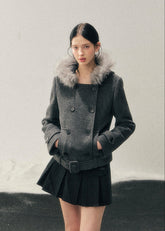 french hepburn suit set, wool coat skirt set women, winter two piece outfit women, korean minimal style set, elegant women ensemble, refined winter suit women, short wool coat women, classic skirt suit winter, premium women clothing, aomalm winter style, understated luxury outfit, feminine tailored set, modern french style women, winter fashion women set, timeless women suit