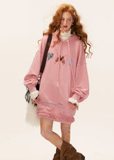 patch plaid hoodie dress women, embroidered sweatshirt dress, fall winter hoodie dress 2025, oversized street dress women, korean cozy hoodie outfit, patchwork embroidery hooded dress, casual long sleeve sweat dress, street chic winter dress outfit, nowa tokyo indie street style