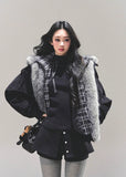 brown padded jacket women, faux two piece jacket, plaid layered coat, thickened winter jacket, american style cotton coat, fur trim autumn jacket, warm winter outerwear women, padded plaid jacket, korean vintage winter coat, fw25 fashion