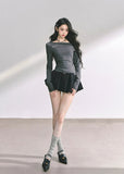 korean off shoulder long sleeve, korean hot girl top women, minimalist korean streetwear top, off shoulder drape knit top, korean fall fashion slim top, seoul style off shoulder shirt, korean aesthetic blouse women, korean sexy minimalist top, chic korean long sleeve shirt, korean modern street outfit, off shoulder hot girl korean fashion, korean autumn fitted top, french chic off shoulder design, korean straight shoulder long sleeve, kfashion minimalist fall top