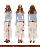 Square collar bow long-sleeved T-shirt